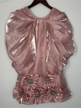 Little Muffet Pink Artificial Flowers Embellished Dress Girls 8-9 Years